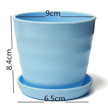 Garden Oatmeal Bowl - 50g Plastic Blue Round Flower Plant Pot Bottle Bowl & Tray Garden Home Decor