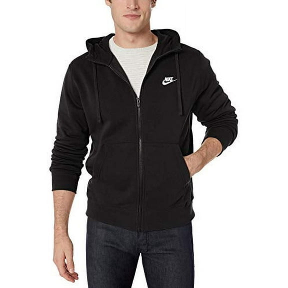 Men's Nike Sportswear Club Fleece Full-Zip Hoodie Color: Black White Size: XL