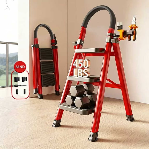 3 step folding ladder with anti slip pedals