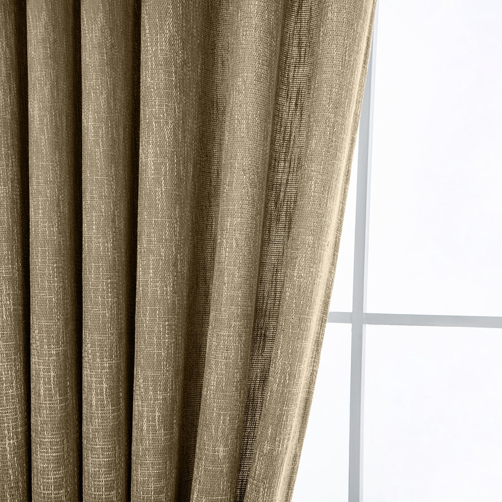 RISSIEN Extra Long Burlap Linen Farmhouse Curtains 240 inch Length 1 Panels for 2 Story High Living Room Textured Thick Light Filtering Privacy Window Drapes with Grommet 20ft (52x240 Coffee)