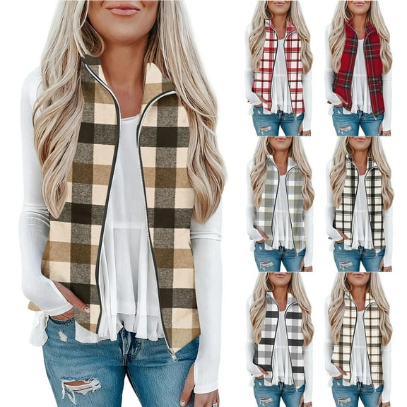 Womens Fuzzy Sherpa Fleece Vest Lightweight Cozy Sleeveless Jacket Zipper Waistcoat Fall Winter Soft Outerwear with Pocket