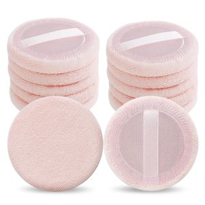 ACDANC 12Pcs Make Up Puffs Pink Cotton Cosmetic Puff Round Powder Make Up Puff for Makeup Face Powder Velour Puffs for Loose Powderwashable Soft Powder Puffs (Pink)