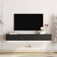 thumbnail image 2 of 69" Wall-Mounted Floating TV Stand with 16-Color LED Lighting & Storage Cabinet for 55-65" TVs, Modern Media Console with Cable Management, Black, 2 of 7