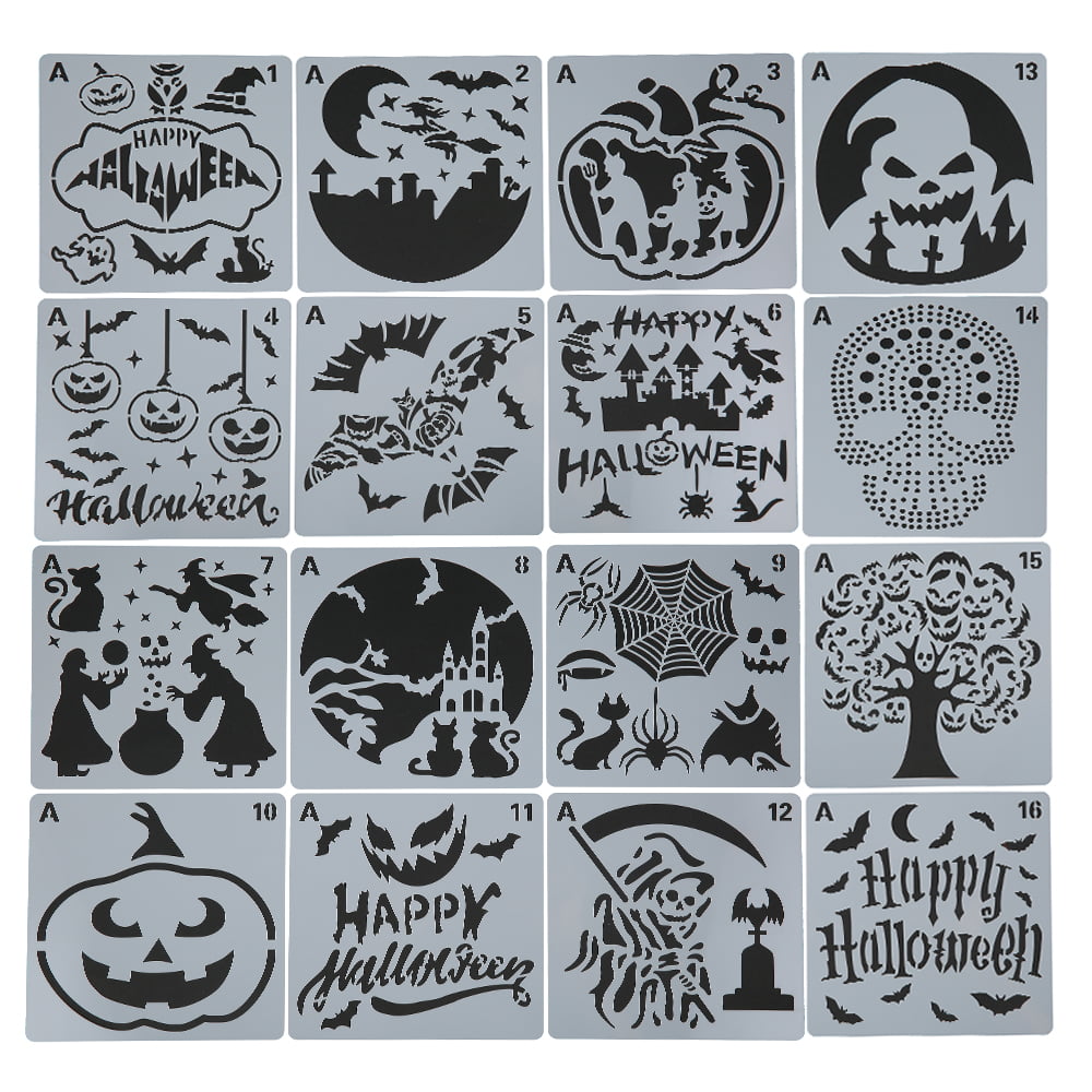 16 Pieces Christmas Stencils Template Reusable Plastic Craft for Art Drawing Painting Spraying Window Glass Door Car Body