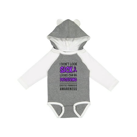 

Inktastic Cystic Fibrosis Awareness I Dont Look Sick Looks Can Be Decieving Gift Baby Boy or Baby Girl Long Sleeve Bodysuit