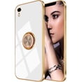 thumbnail image 2 of for iPhone XR Case for Women Ring Holder, Built-in 360 TPU Rotation Kickstand Rings Cases with Stand Glitter Plating Rose Gold Edge Work with Magnetic Mount Slim Sleek Luxury Case Girly White, 2 of 12