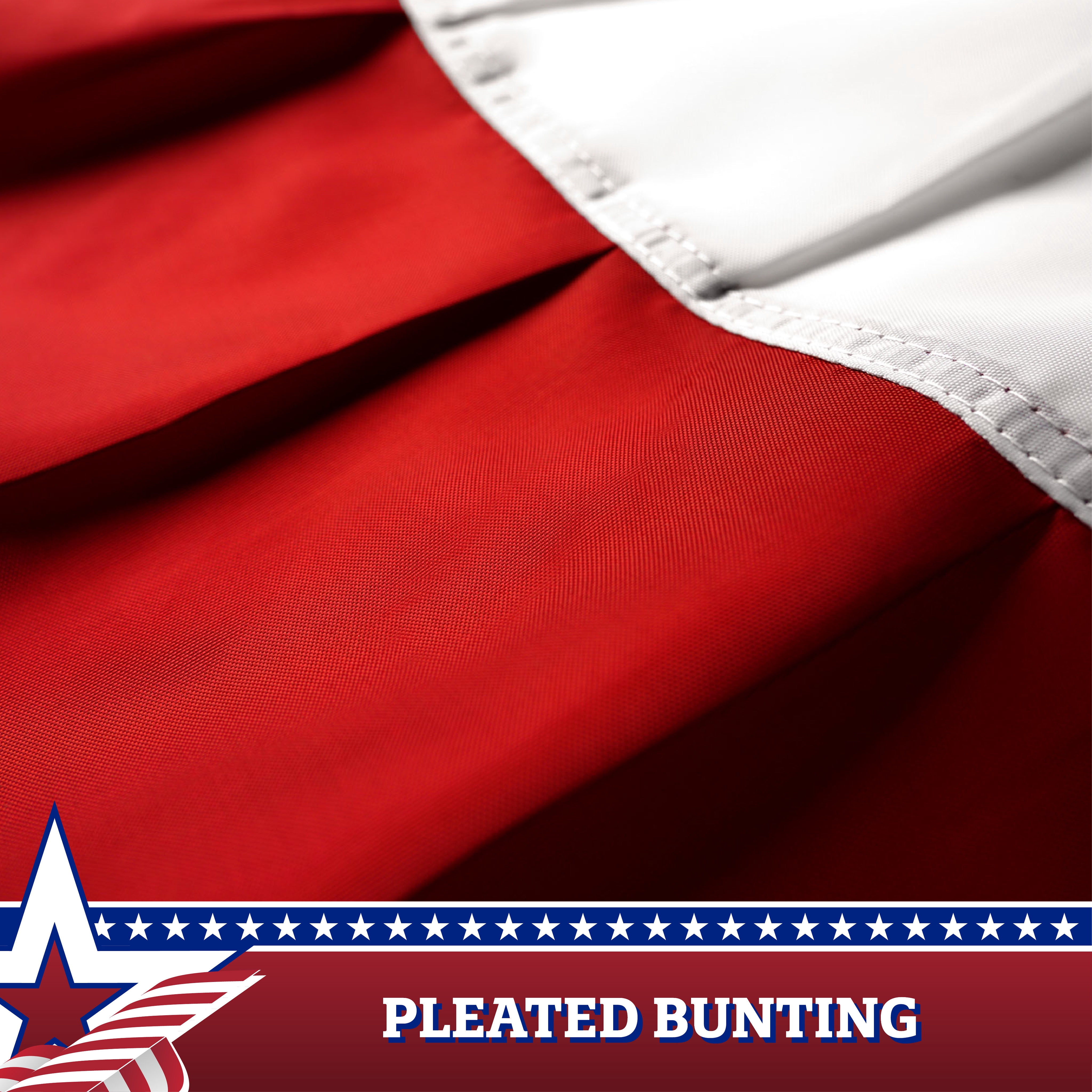 G128 - 2 Pack: USA Pleated Fan Flag 2x4FT Star Center Embroidered Polyester Stars and Stripes