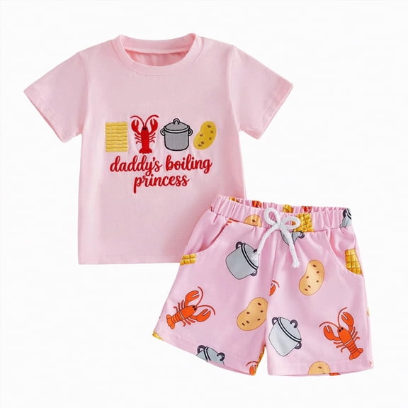 mgoYE Toddler Baby Boy Clothes 12 months Crawfish Short Sleeve T Shirt Boy Shorts Cute Outfit Infant Boys Clothing Set Summer Outfits(Red,2-3 Years)