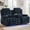 Navy Blue, variant on IPKIG Power Recliner Loveseat w/ Massage & Heat, Soft Plush Fabric Home Theater Sofa, Bluetooth, LED, Console, Navy Blue