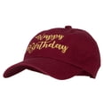 thumbnail image 2 of Glitter Happy Birthday Embroidered Unstructured Washed Cap - Wine OSFM, 2 of 5