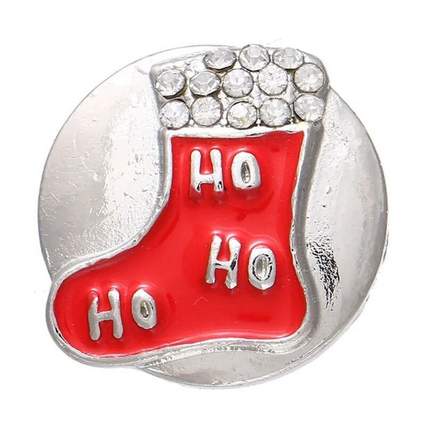 Nueva moda, diamantes de imitación, árbol de Navidad, campana de Papá Noel, sombrero con copos de nieve, calcetines, botones a presión de 18 MM para joyería a presión DIY, regalo de Navidad