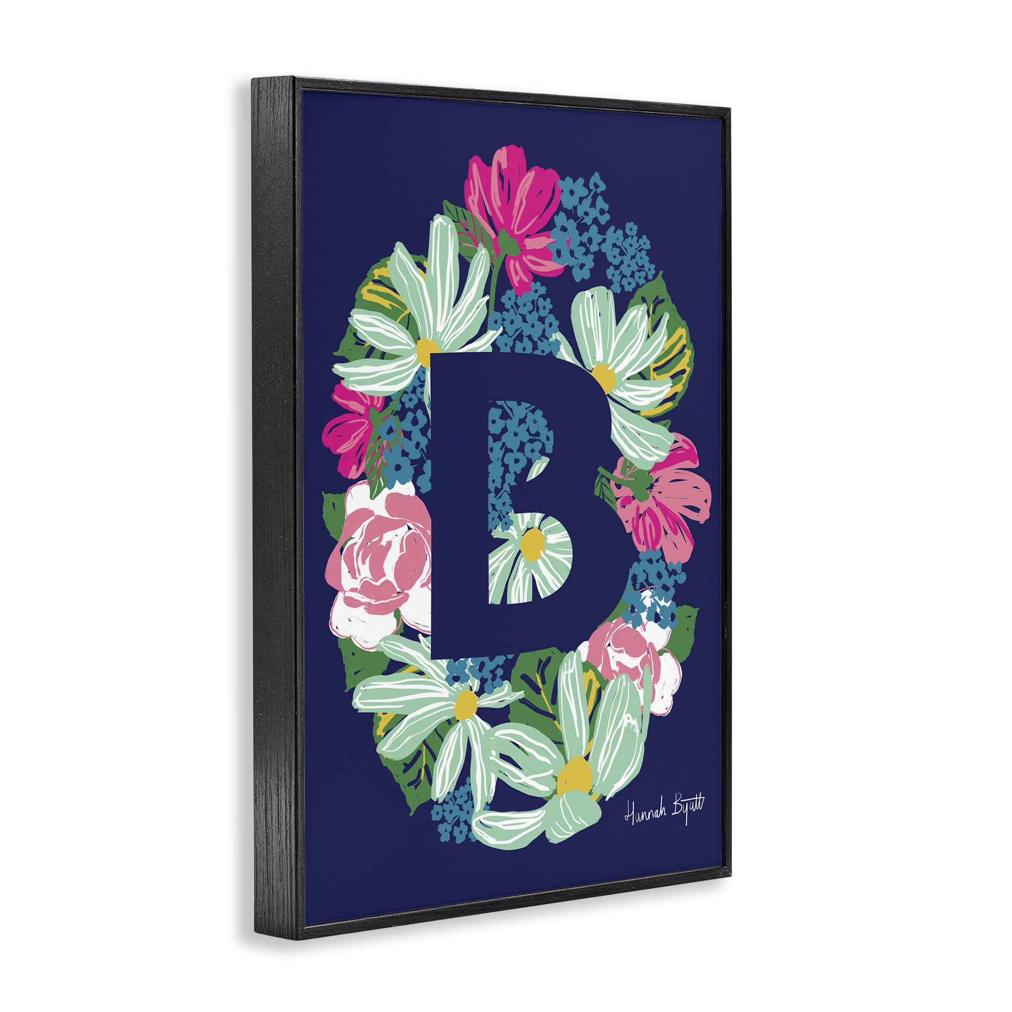 Stupell Industries Floral Bloom Letter B Botanical & Floral Painting Black Framed Art Print Wall Art, 20 x 30