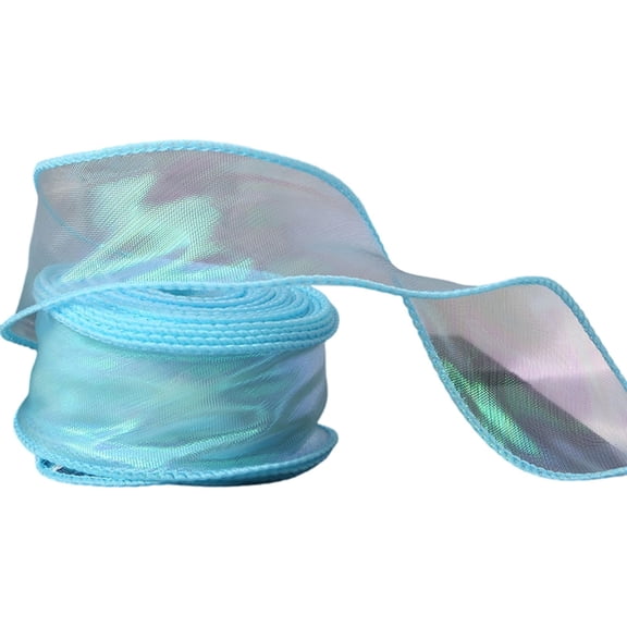Sparkly Sheer Wired Organza Ribbon Pastel Shimmer Iridescent Chiffon Ribbons 10 Easter Craft Decorative Ribbon Yard for Gift Wrapping Bouquet Wedding Bows