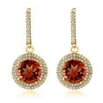 thumbnail image 2 of Gem Stone King 9.36 Ct Round Red Garnet 18K Yellow Gold Plated Silver Earrings, 2 of 3
