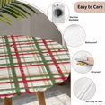 thumbnail image 3 of Green Red Checkered Round Tablecloth for 45-54 Inch Tables,Fitted Table Cover with Elastic Edge,Farmhouse Christmas Winter Striped Waterproof Outdoor Table Cloth Protector for Patio Garden Dinner, 3 of 9