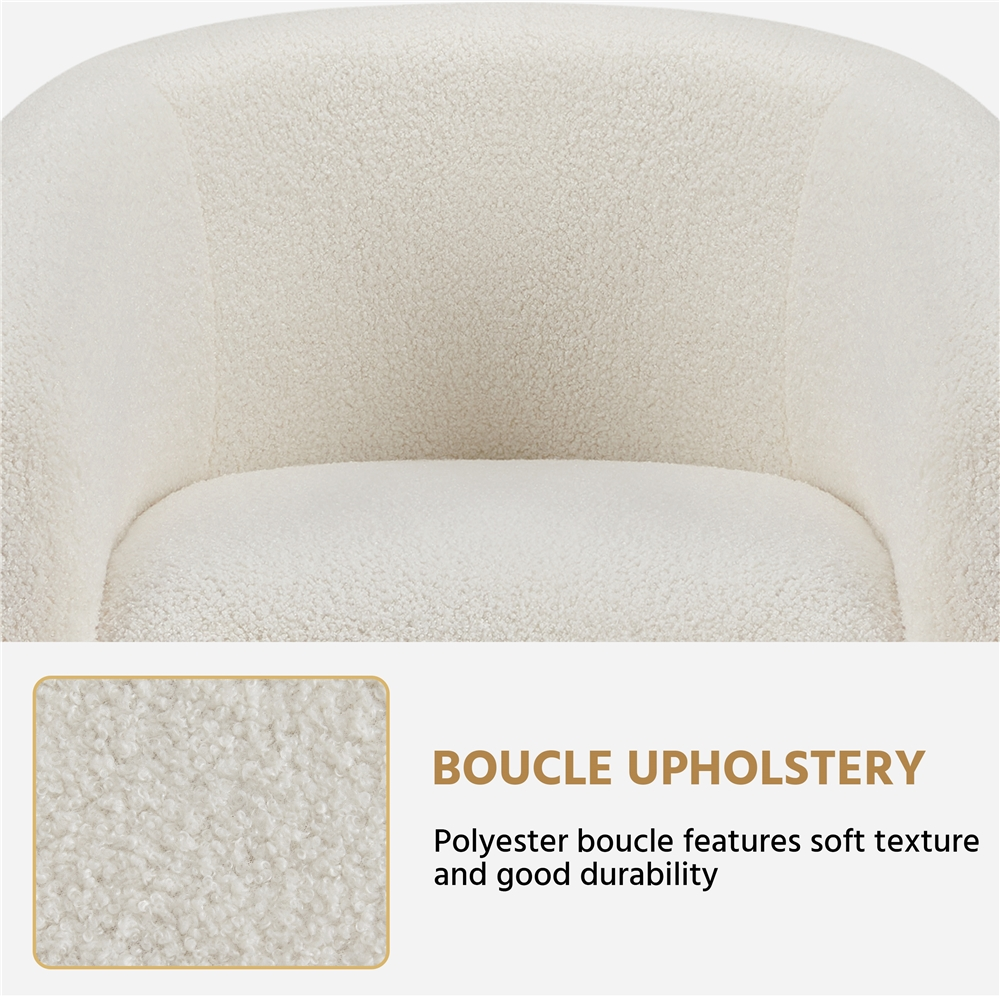 Yaheetech Upholstered Club Chair, Ivory photo 3