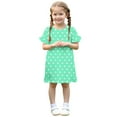 thumbnail image 4 of AUNVITO Girls Summer Casual Dress Short Sleeve Round Neck Lace Trim Flowy, 4 of 9