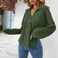 thumbnail image 4 of Scyoekwg Womens Tops Button Lapel Tunic Shirts Lightweight Loose Tshirt Long Sleeve Solid Color Tops for Women Trendy Dressy Casual Blouses (Army Green,XL), 4 of 8
