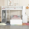 thumbnail image 2 of Royard Oaktree Twin Size Loft Bed with a Twin Stand-alone Bed Wood Loft Bed Frame with Desk, Shelves, and Wardrobe-White, 2 of 7