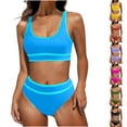 thumbnail image 6 of YanHoo Bathing Suit for Women High Waisted Bikini Sets Two Piece Swimsuit Sporty Tummy Control Bathing Suit Color Block Swim Suits, 6 of 6