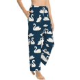 thumbnail image 6 of Salouo White Swam Print Women's Pajama Pants Casual Loose Sweatpants PJs Flowy Pants Drawstring Palazzo for Women Wide Leg Pants Lounge Pajama -XX-Large, 6 of 8
