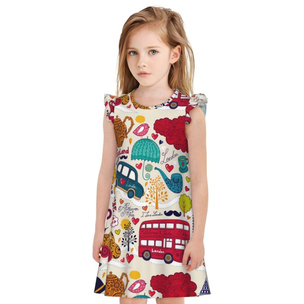Balery London Symbols Camisón de princesa para niñas, pijama de algodón con mangas abullonadas, suave y bonito.-X-Large