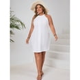 thumbnail image 4 of White Plus Size Halter Neck Eyelet Lace Sundress For Summer Beach Holiday, 4 of 6