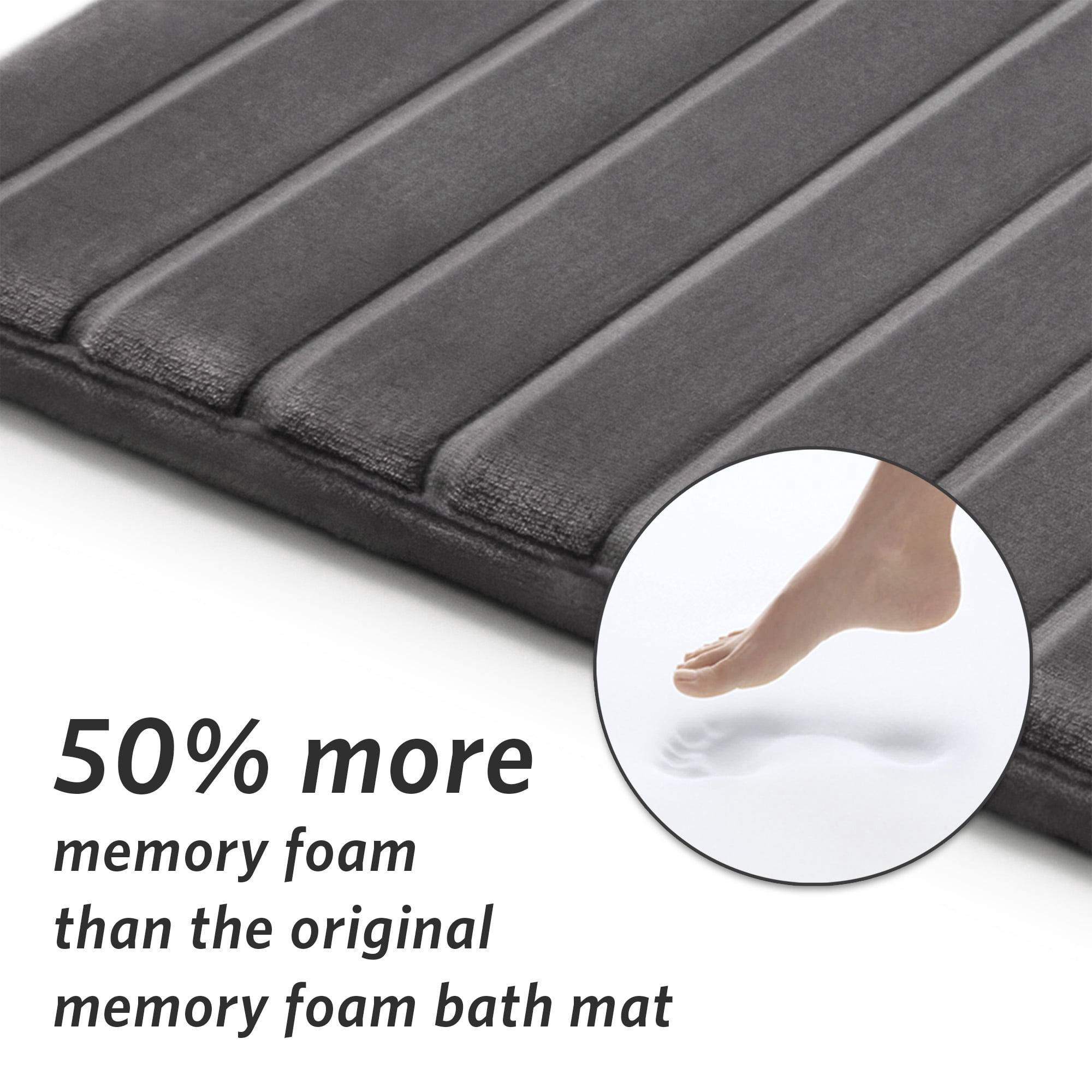 Microdry Modern Memory Foam Bath Mat, 21 "x 34", Dark Gray