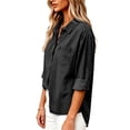 thumbnail image 3 of Luvrsol Button Down Shirt Women Denim Lapel Blouse Long Sleeve Jean Jacket Casual Loose Tops S-2XL, 3 of 7