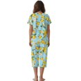 thumbnail image 2 of DISNIMO Lemon Floral Printed Women's Short Sleeve Pajama Sets Soft Sleepwear Summer 2 Piece Pjs Set Short Sleeve Tops and Capri Pant Lounge, S, 2 of 7