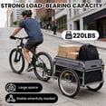 thumbnail image 4 of S-HOME Heavy Duty Aluminum Bike Cargo Trailer, 20" Wheels, 220 lbs Capacity Luggage Cart for Groceries and Cycling Travel，Black+Gery, 4 of 13