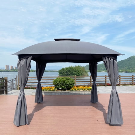 UWR-Nite 10’x10’ Square Gazebo Canopy Tent with Frame and Fabric, Patio Outdoor Canopy Tent, Waterproof Outdoor Tents for Backyard Double Roof Vented Gazebo Canopy Tent For Party