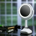thumbnail image 4 of Ovente Lighted Vanity Mirror, Table Top, 360 Degree Spinning 6'' Double Sided Circle LED 1X 5X Magnifier with MP3 Audio, Wireless Speaker, Rechargeable, USB Operated, White, MRT06W1X5X, 4 of 11