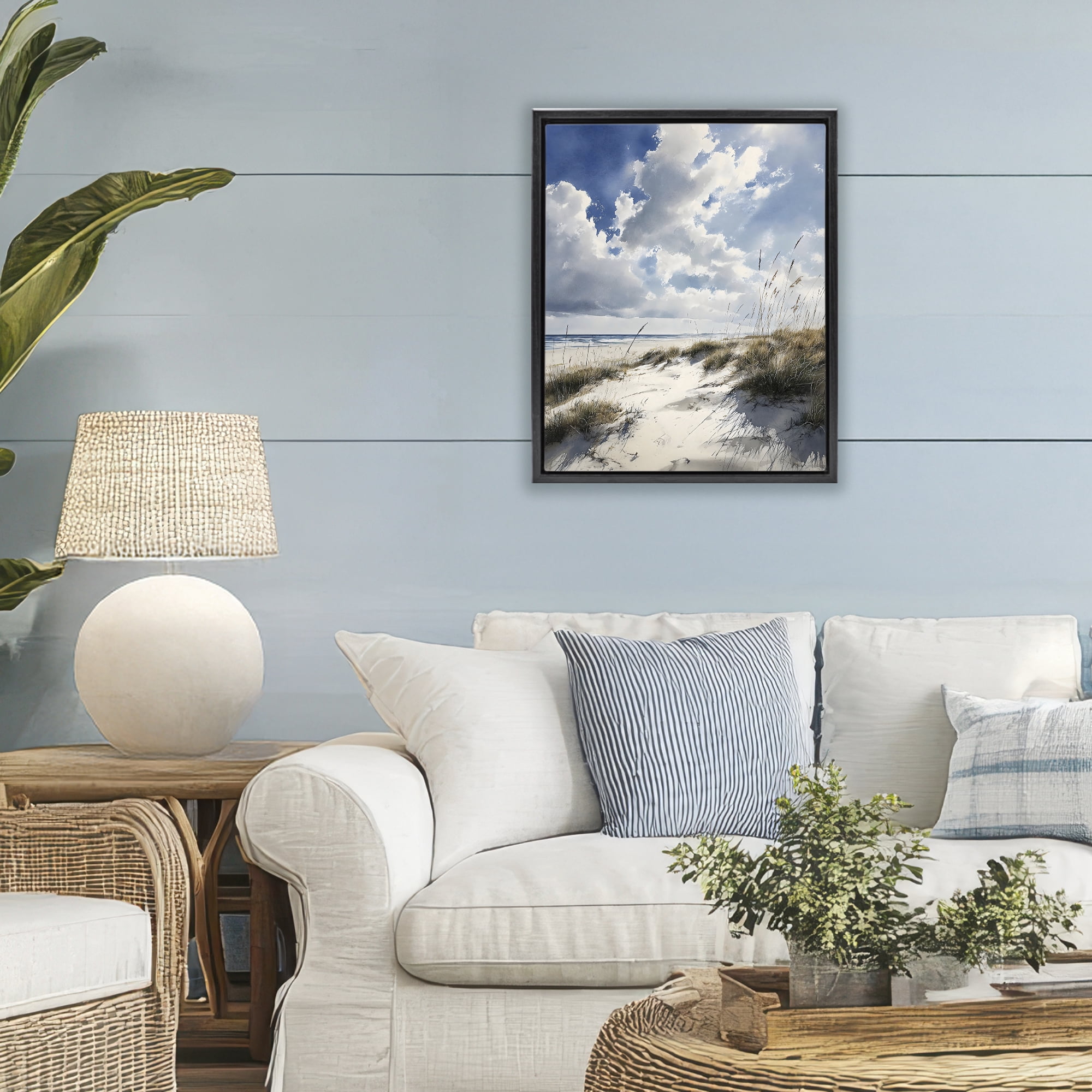Stupell Industries Midday Sunny Beach Dunes Black Framed Floater Canvas Wall Art, design by Franklyn Gregory