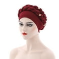 thumbnail image 2 of LEKODE Scarf Head Silk Beanies for Men Summer Head Scarf for Women Sweatbands for Women Womens Turbans and Head Wraps Wrap Towel Womens Head Scarves Wine One Size, 2 of 2