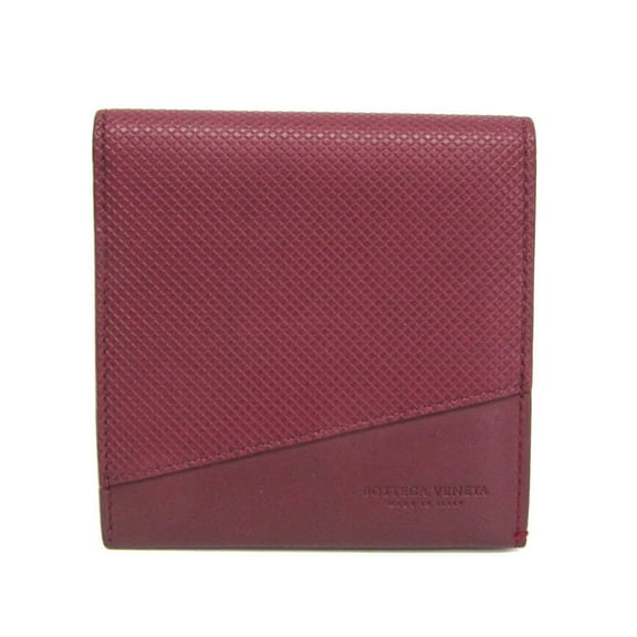 Pre-Owned Bottega Veneta Marco Polo Men,Women Leather Bill Wallet (bi-fold) Bordeaux (Good)