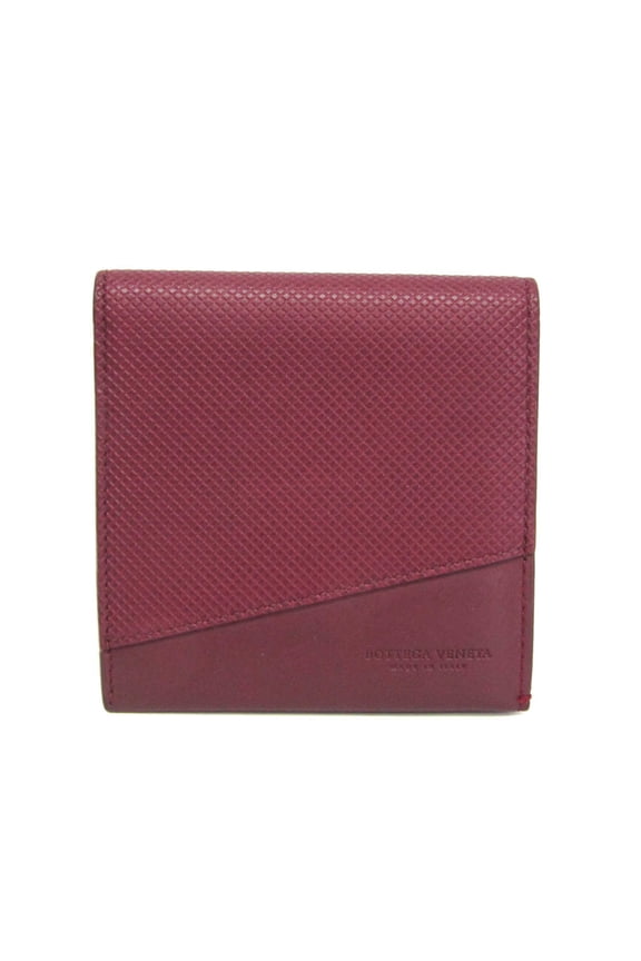 Pre-Owned Bottega Veneta Marco Polo Men,Women Leather Bill Wallet (bi-fold) Bordeaux (Good)