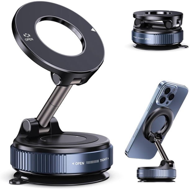 Soporte para teléfono magnético con ventosa para coche soporte magnético para iPhone y Android montaje 360 grados superficies lisas