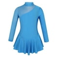 thumbnail image 1 of TiaoBug Robe de Danse Scintillante pour Filles Col Montant en Maille Robe de Patinage sur Glace Spandex Manches Longues Justaucorps de Danse Bleu 8, 1 of 7