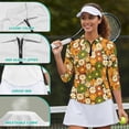 thumbnail image 6 of Uorisanigo Cute Hippie Flower Womens 3/4 Sleeve Golf Shirts Soft Fashionable Quick Dry Athletic Polo Shirts Versatile Zipper Neck Tennis Tops Outing Wear for Workout Sports Size XL, 6 of 7