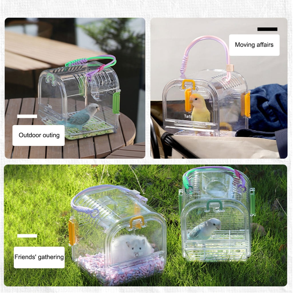 WINDLAND Light weight Pet Carriers Transparents Portable Bird Cage With Removable Tray