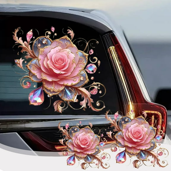 Up to 65% off! Car Decoration Stickers Car Decals Stickers For Outside Of Car Romantic Rose Wall Stickers Bathroom Tiles Waterproof Stickers