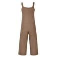thumbnail image 6 of WREESH Womens Baggy Overalls Fashion Summer Solid Color Casual Sleeveless Suspender Jumpsuit Coffee, 6 of 6
