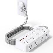 Surge Protector Power Strip 15 Ft Cord, Ultra Thin Flat Extension Cord with 8 Outlets 4 USB Ports(2 USB C), Flat Plug Power Strip, 15 Ft Long Braided Power Cord for Home, Office, Dorm Room Essentials