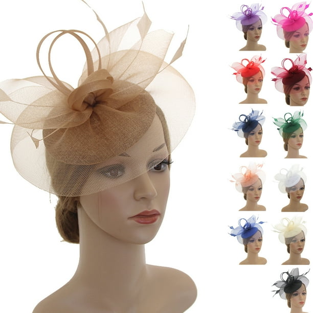 Travelwant Fascinators Hat Tea Party Headwear Ribbons Feathers on a
