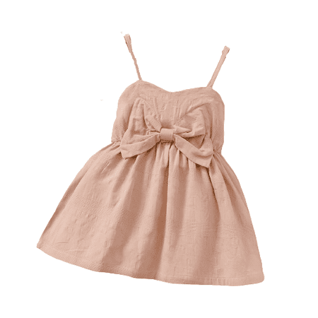 

Mikrdoo Baby Girls Dress 3 Years Toddler Girls Straps Bow 4 Years Toddler Girls Pure Color One Piece Summer Dress Pink