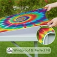 thumbnail image 6 of Colorful Tie Dye Star Mandala Pattern Square Fitted Tablecloth with Elastic Edge,Square Table Cover,Washable Elastic Table Cover for Home Kitchen Party Decor 36"x36", 6 of 6