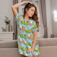 thumbnail image 3 of Sikiie bunnies and chicks on a train Print Women's Short-sleeved Nightdress, Round Neck Pullover Nightdress Pajamas Summer Home Wear, 3 of 6