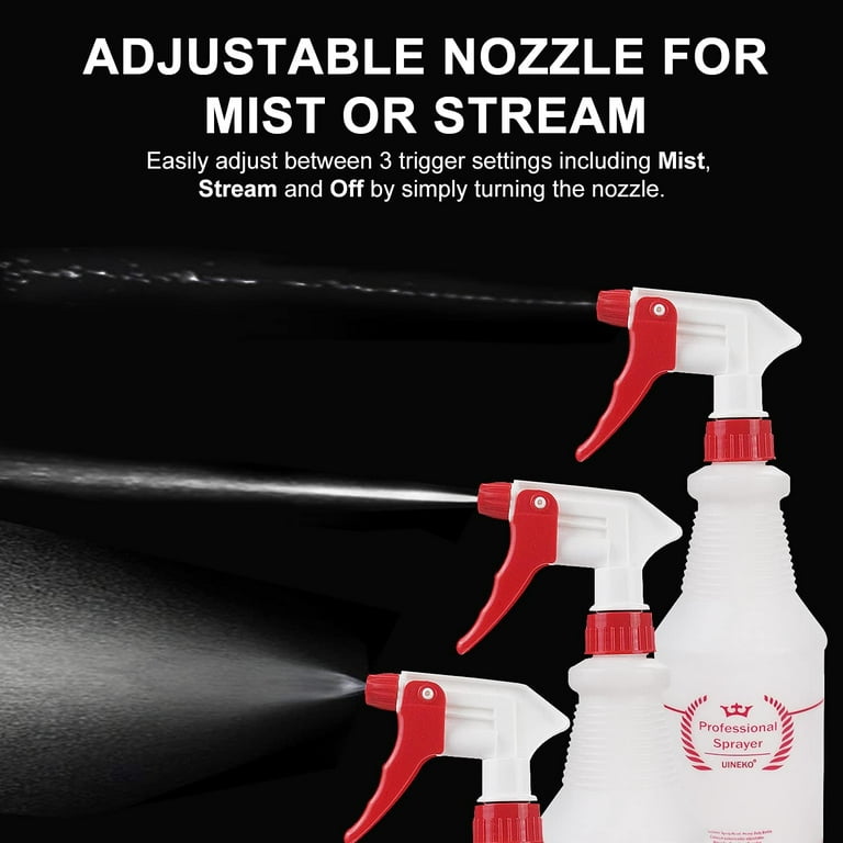 Uineko Plastic Spray Bottle (4 Pack, 24 Oz, All-Purpose) Heavy Duty  Spraying Bottles Leak Proof