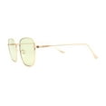 thumbnail image 3 of Classic Rectangle Retro 90s Nerdy Metal Rim Sunglasses Gold Light Green, 3 of 4